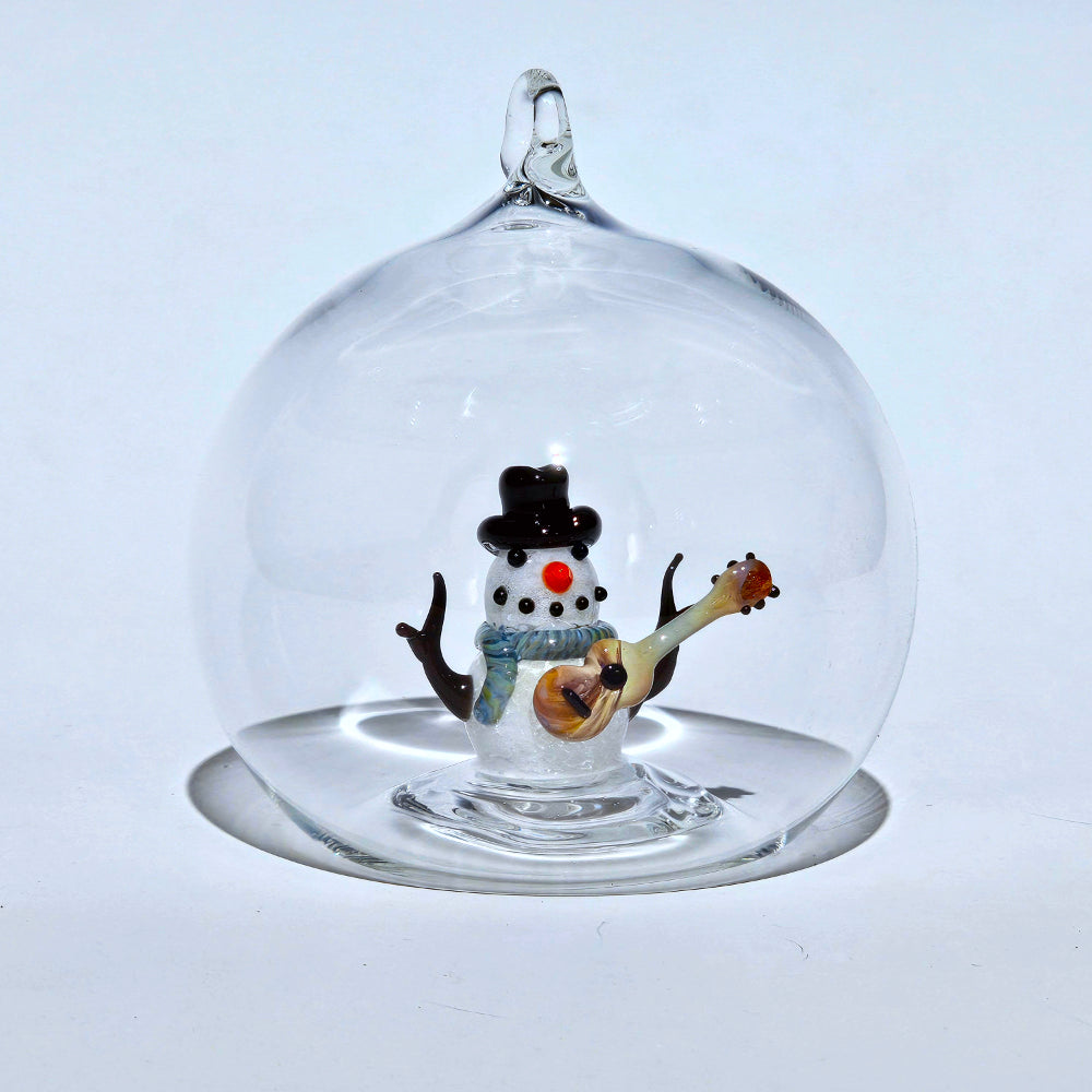 Snowman with Guitar Bubble Ornament
