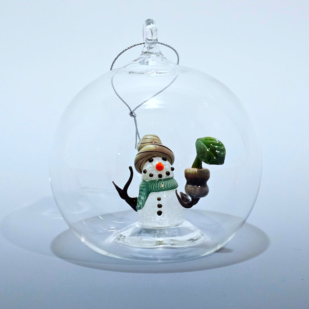 Green Thumb Snowman Bubble Ornament