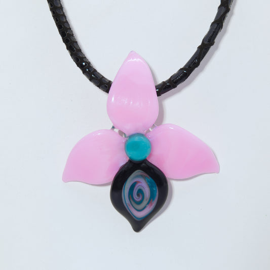 Pink Aqua Spiral Bloom Pendant